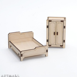 Mini wooden furniture - bedroom