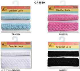 Crochet Lace Trims 2 mtr, 4 types assorted