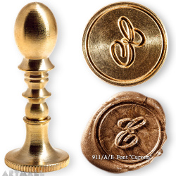 Round seal 18 mm initial "Curvem" w/brass handle "E"