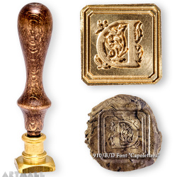 Square seal - D - "Capolettera" with wooden handle