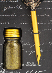 Gift Calligraphy, quill decoration with metal nib and ink 10 cc.