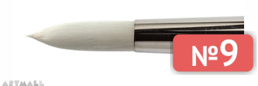 Round brush pearl-white synthetic №9
