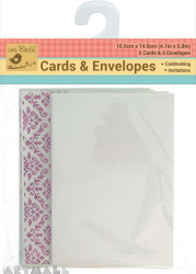 Plain Ivory Cards & Pink Printed Envelops 10Pc