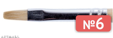 Flat brush, bristel, long varnished handle №6
