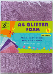 A4 Glitter Foam Self Adhesive pack 10 pcs assoted colours