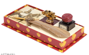 Writing set quill, stand, blotter