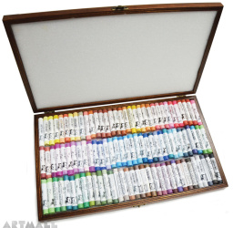 Wooden coffer, 99 assorted Soft Pastels