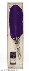Old fashion: Purple quill, decorated nibholder, metal cut nib & 10cc violet ink