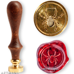 Seal diam 20mm, Spider symbol, with wooden handle
