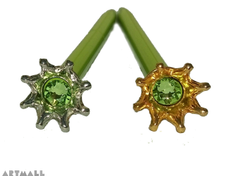Ballpen decorative Crown, with swarovski on the top of pen Peridot color