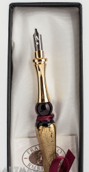 Gift Calligraphy Set, Bordeaux glass pen with metal cut nib & 10cc ink