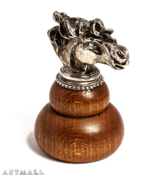 Wooden penstand with metal decoration HORSE