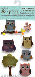 Foil Printed Owls 7Pc Mini Embellishment