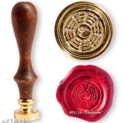 Seal diam 20mm, Harmony symbol, with wooden handle