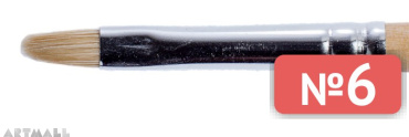 Oval brush, bristel, long varnished handle №6
