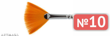 Fan brush, soft synthetic, long varnished handle №10