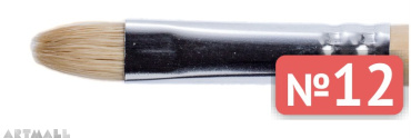 Oval brush, bristel, long varnished handle №12