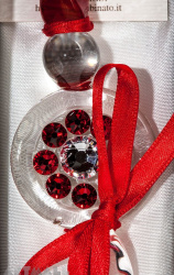 Glass pen red color decorated original Swarovski with ink 10cc