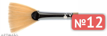 Fan brush, bristle, long varnished handle №12