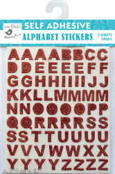 Glitter Alpha Stickers Red 136Pc