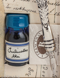 Old fashion writing set, blue quill