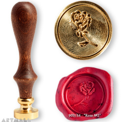 Seal diam 20mm, Rose №2 symbol, with wooden handle