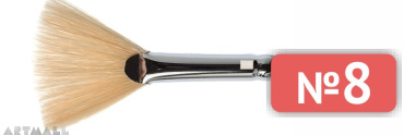 Fan brush, bristle, long varnished handle №8