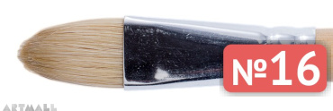 Oval brush, bristel, long varnished handle №16