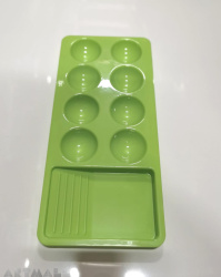 Rectangular Plastic Palette, 8 Slots, Green color