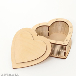 Wooden box, heart shape