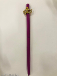 Ballpen 16 cm, with decorative mask, original Swarovski on top of the pen, fuchsia color