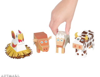 Farm Animals Paper Toys, size: 10 cm to 18 cm high x 13 cm to 25 cm long.