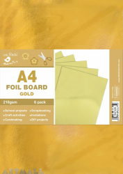 A4 Foil Board Gold 210gsm, 6pcs