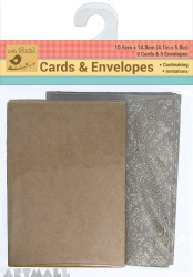 Kraft Card & Printed Envelops 10Pc