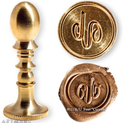 Round seal 18 mm initial "Curvem" w/brass handle "U"