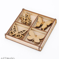 Laser cut wooden shapes MDF set 20pcs - Butterflies