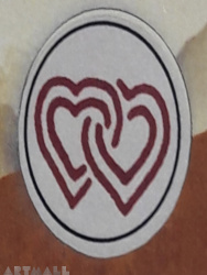 Seal diam 20mm, Two Heart symbol, with wooden handle, With Blister.