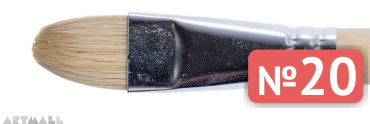 Oval brush, bristel, long varnished handle №20