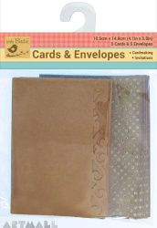 Kraft Flourish edge Cards & Printed Envelops 10Pc