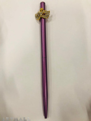 Ballpen 16 cm, with decorative mask, original Swarovski on top of the pen, rose color