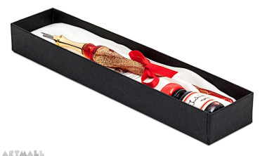 Gift Calligraphy Set, Red glass pen with metal cut nib & 10cc ink