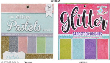 Glitter Cardstock 6x6 inch 24 sheet, 2 types assorted