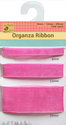 Organza Ribbon W 6/12/25mm 1mtr Each Pink