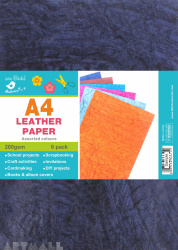 A4 Leather Board Assorted Colours 200gsm, 6 pcs