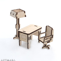 Mini wooden furniture - office room