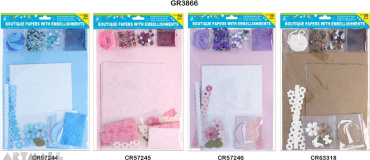 A4 Specialty Paper Pack with Embellishments, 4 types assorted