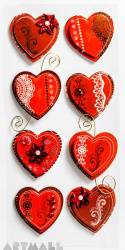 3D Stickers "Red Hearts"