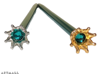 Ballpen decorative Crown, with swarovski Blue Zircon color