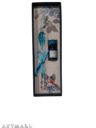 glass pen flower design in gift box with ink 10cc. 
