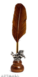 Wooden penstand with metal decoration ANGEL